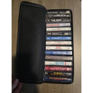 Lot of 15 Cassette tapes of Broadway original cast musicals in case logic zipper